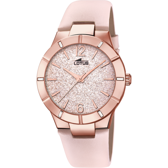 LOTUS DAMES ROSÉ TRENDY LEER HORLOGE ARMBAND 18610/2