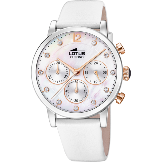 RELOJ LOTUS MUJER CORREA PIEL BLANCA FUNCIÓN CRONÓGRAFO - 18674/1