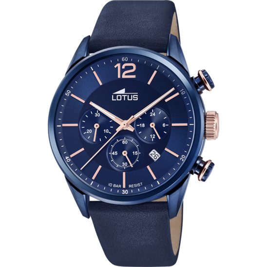 LOTUS MEN'S BLUE CHRONO LEATHER WATCH BRACELET 18681/2