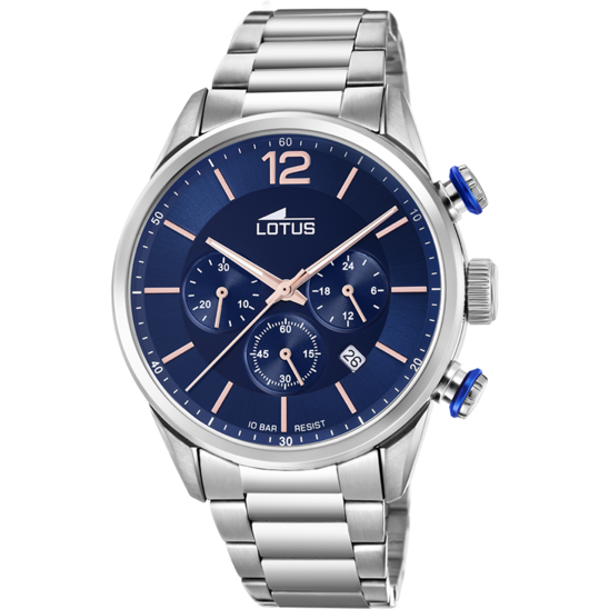 MONTRE LOTUS CHRONO 18688/2 BLEU, BRACELET EN ACIER, HOMME