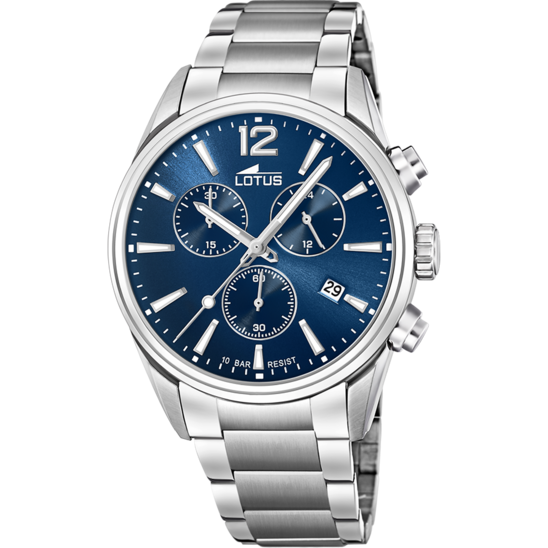 MONTRE LOTUS CHRONO 18690/1 BLEU, BRACELET EN ACIER, HOMME