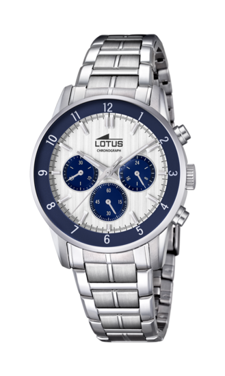 Lotus Orologio Uomo Quarzo Con Cinturino In Pelle E Doppio Timer 18325/1 – Cassa Acciaio, Impermeabile 5 ATM