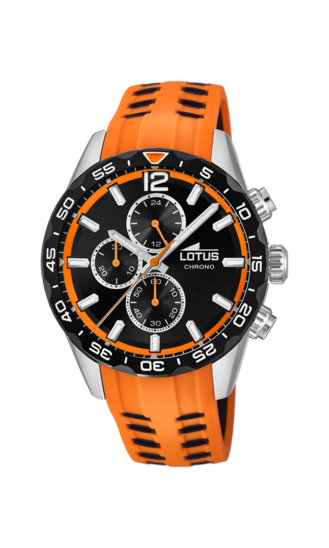 Lotus Orologio Uomo 15754/A - Cassa Acciaio Inox 316L, Cinturino In Gomma Nero, Quadrante Blu, Cronografo 5 ATM