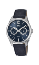 LOTUS HEREN BLAUW   LEER HORLOGE ARMBAND 18374/3