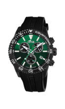 Lotus Uomo Orologio Cronografo 18672/1 - Quarzo, Cassa Acciaio Nero 44mm, Cinturino Silicone Rosso, Impermeabile 10 Bar