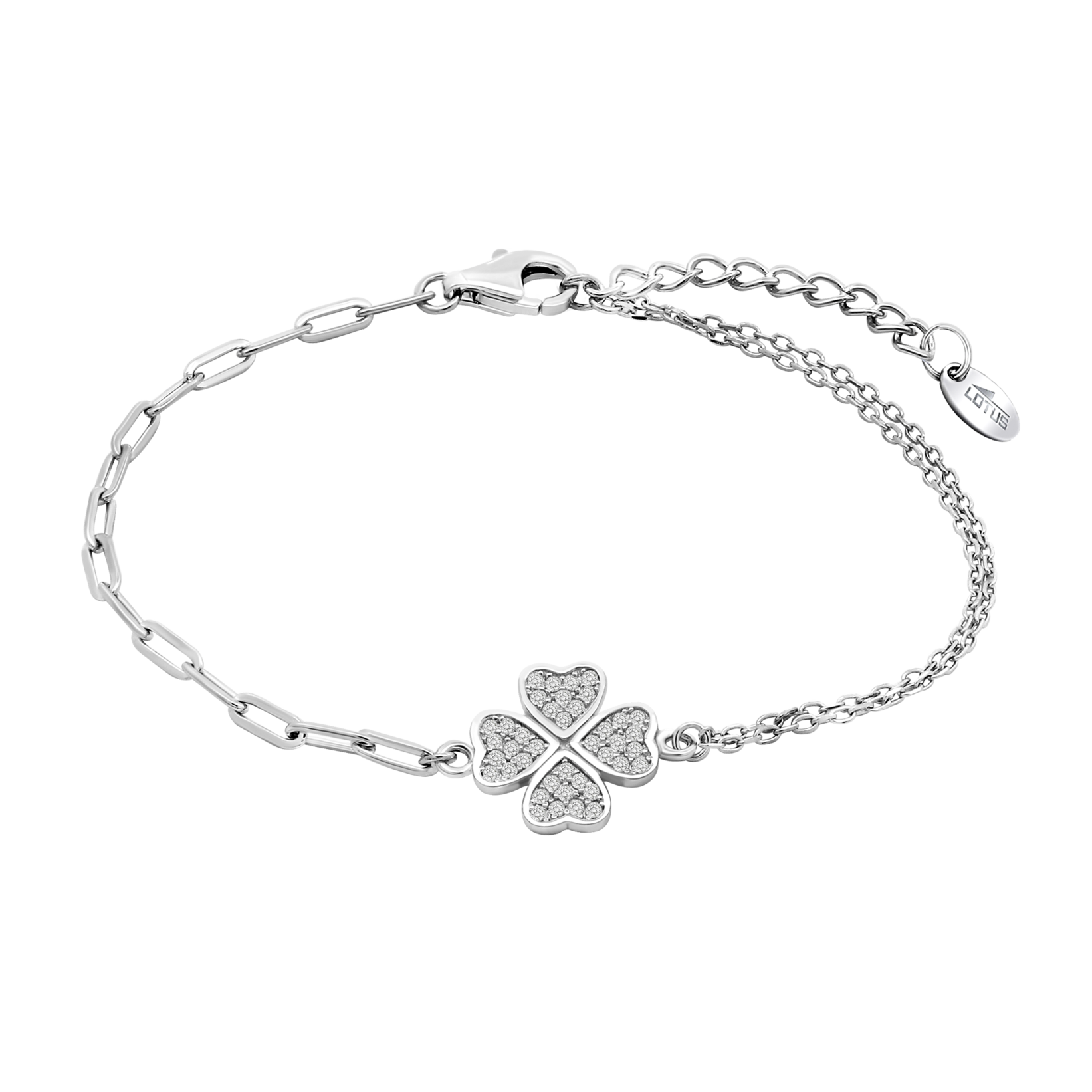 Bracelet Trèfle En Argent 925 Avec Pierres Blanches – Neuf Avec étiquettes