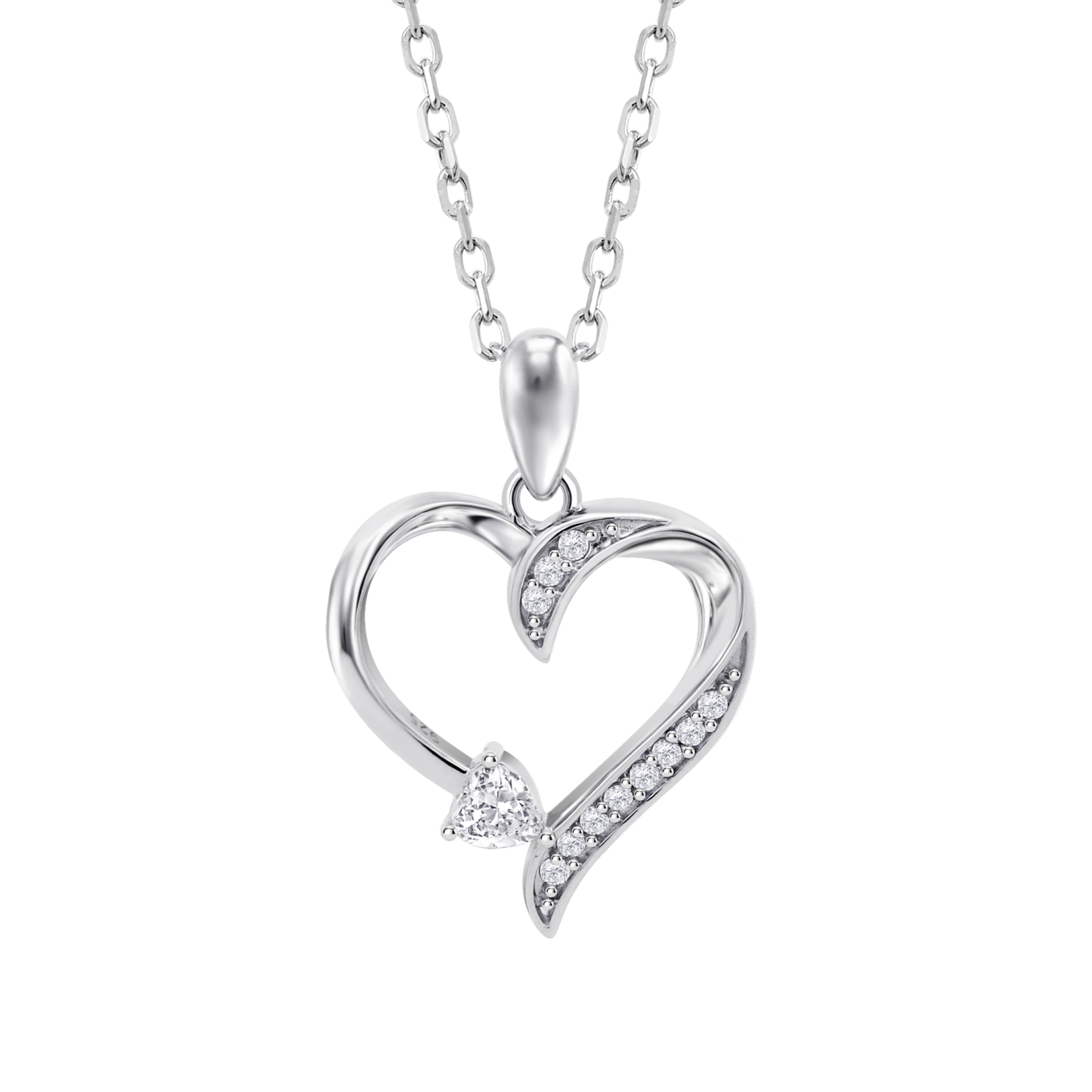 Anello Cuore Donna In Argento Sterling Con Pietre CZ Micro Pave