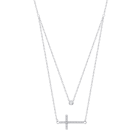 Collar Cruz Lotus Silver Trendy Lp3939-1/1 Plata, Mujer