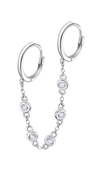 Pendientes Mujer Lotus Silver PEARLS Plata Alargados Circonitas Blancas  Perla Central Cierre Presión