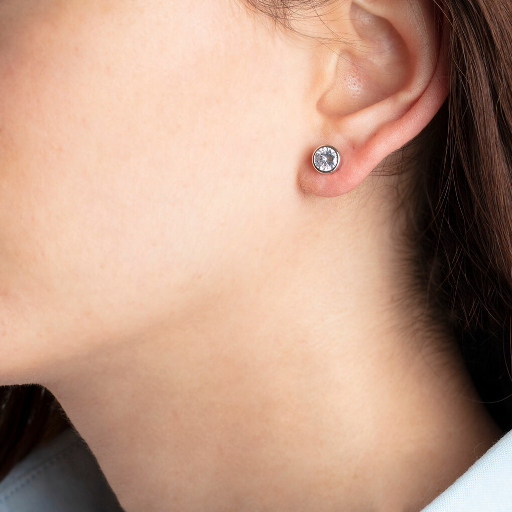 Lotus Silver LP1887-4/1 JLP1887-4-1 - Orecchini a cerchio da donna in argento 925, con zirconi