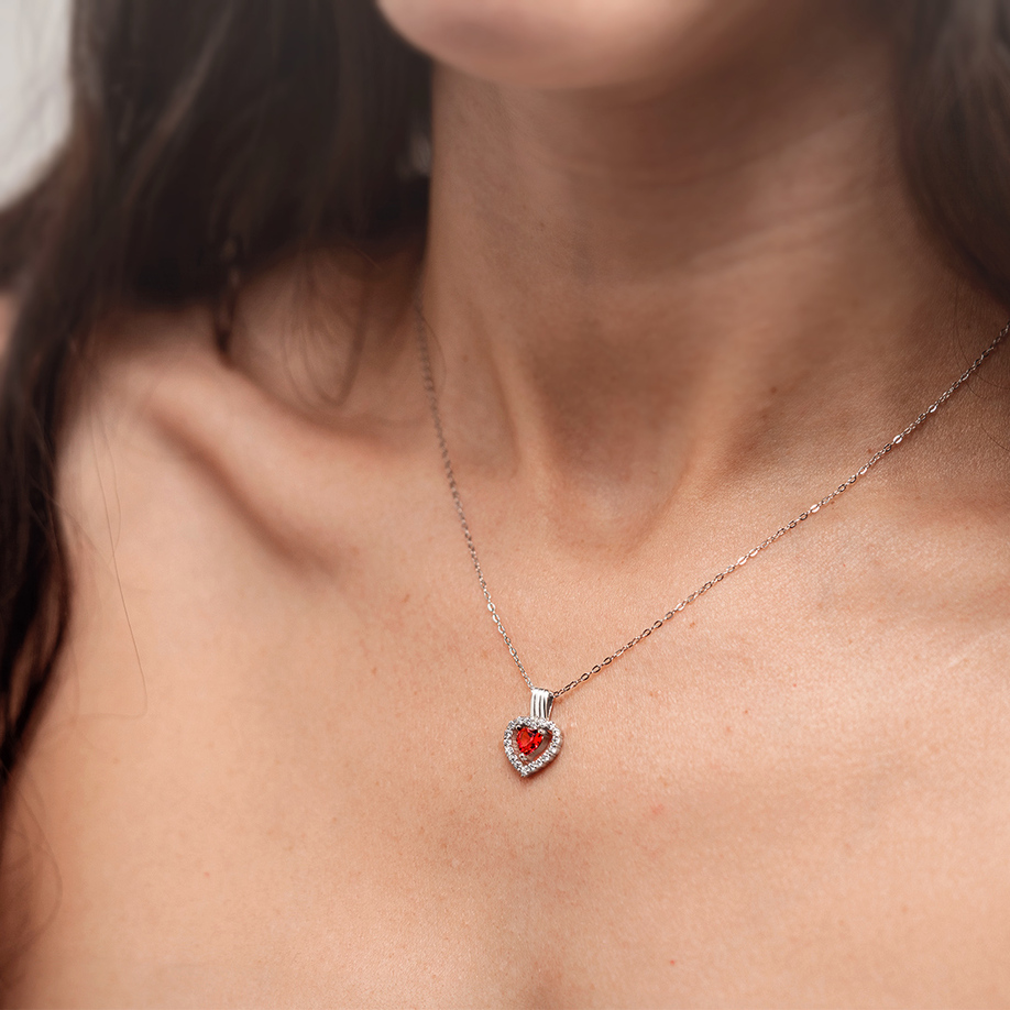 JO WISDOM Collana Cuore Verbena In Argento 925 Con Zirconia Cubica 3A, Ispirata A The Vampire Diaries, Per Donna