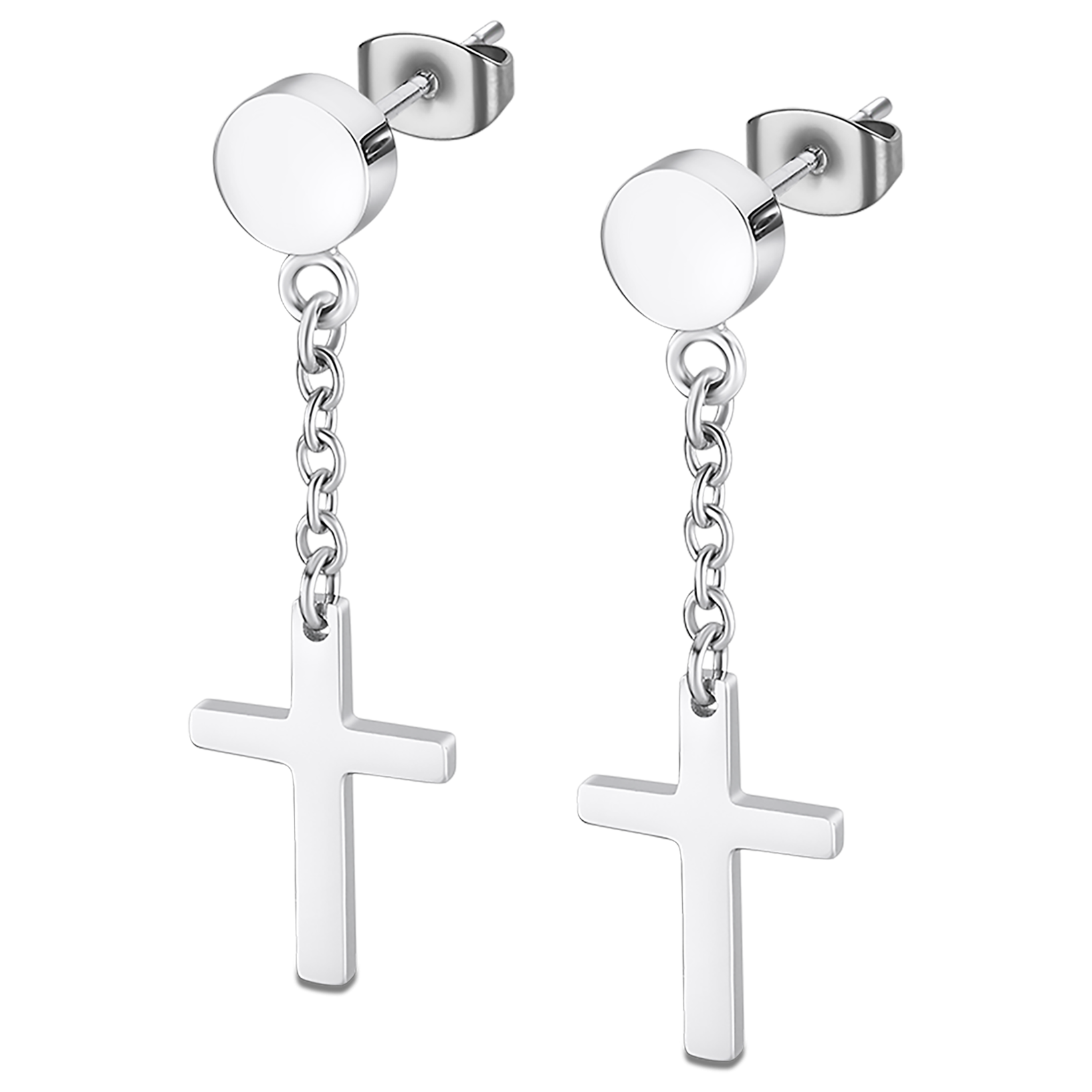 1pair Cross Dangle Earrings Stainless Steel Hinged Piercing Hoop Earring  Unisex  eBay