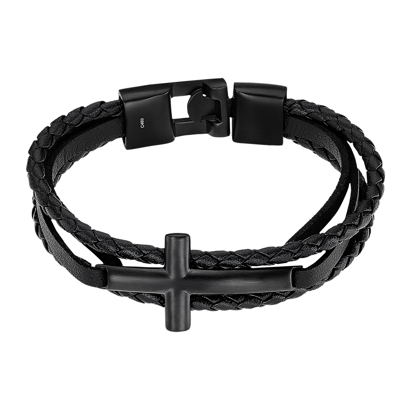 LOTUS STYLE MEN'S STAINLESS STEEL CROSS BRACELET MEN IN BLACK