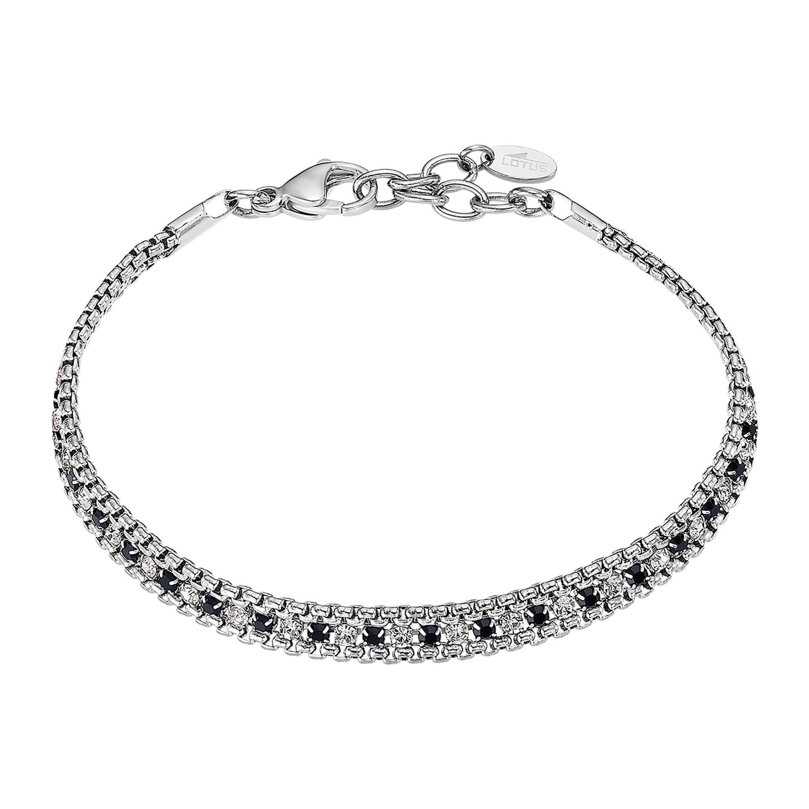Bracelet Vintage Lotus En Acier Inoxydable - Gris Noir - Longueur 17-18 Cm - Enfant/Femme - Modèle N8577