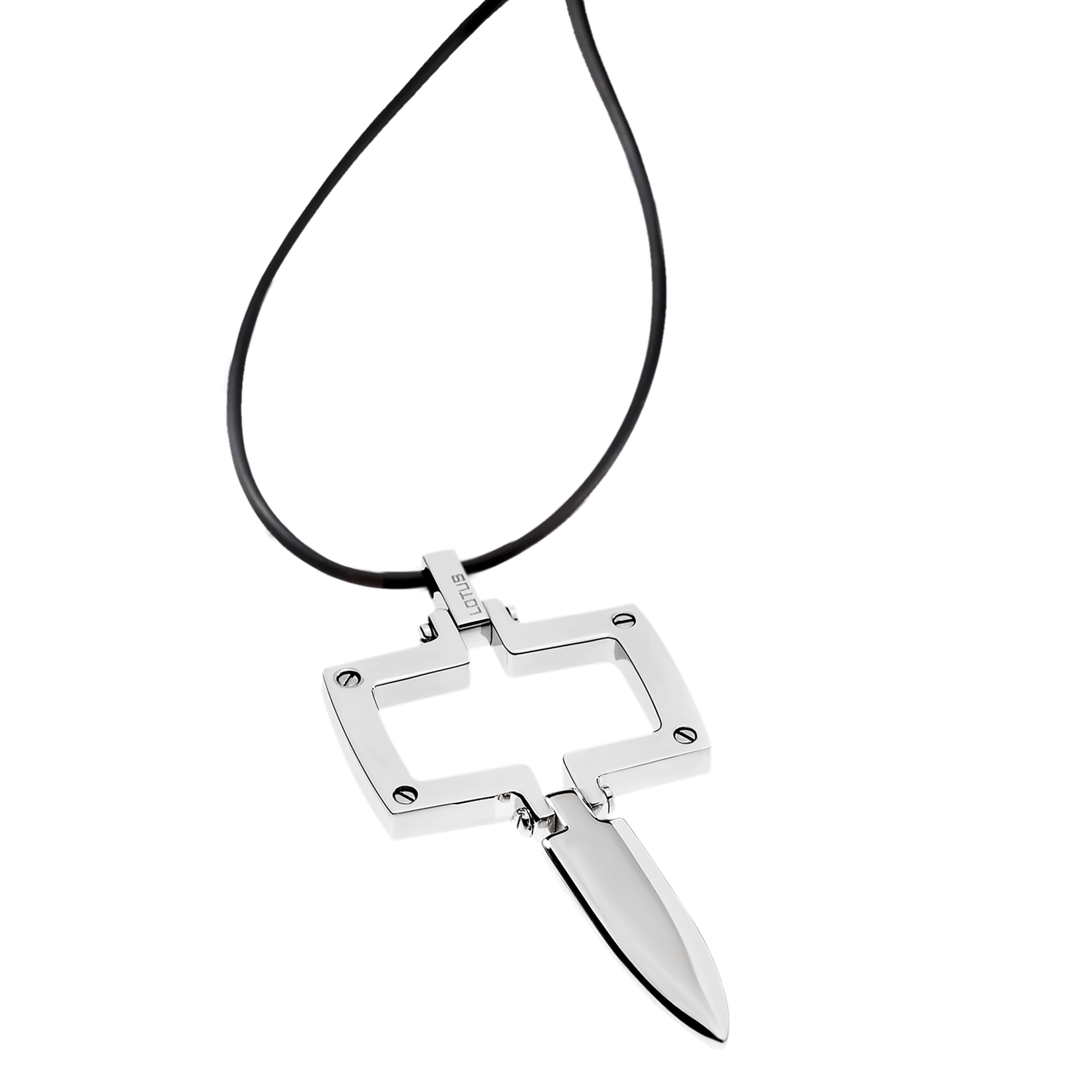Collar Lotus Style Men In Black Para Hombre De Acero Inoxidable