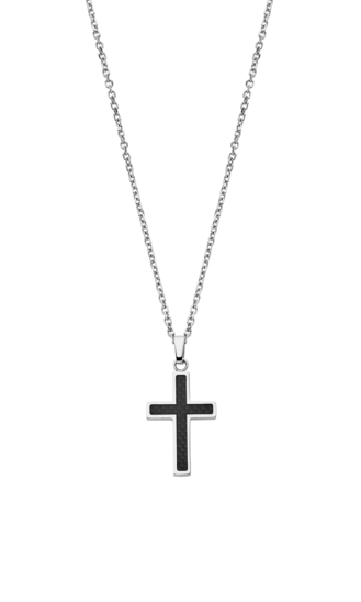 LOTUS STYLE MEN'S STAINLESS STEEL CROSS NECKLACE LS1983-1/1