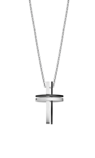 LOTUS STYLE MEN'S STAINLESS STEEL CROSS NECKLACE LS1984-1/1