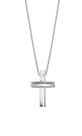 LOTUS STYLE MEN'S STAINLESS STEEL CROSS NECKLACE LS1984-1/3