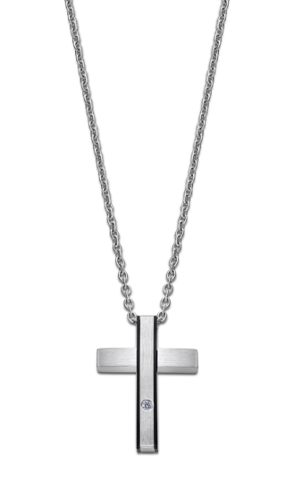 LOTUS STYLE MEN'S STAINLESS STEEL CROSS NECKLACE LS2369-1/1