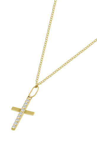 TIME ROAD WOMEN'S GOLD CROSS NECKLACE AR00095/43