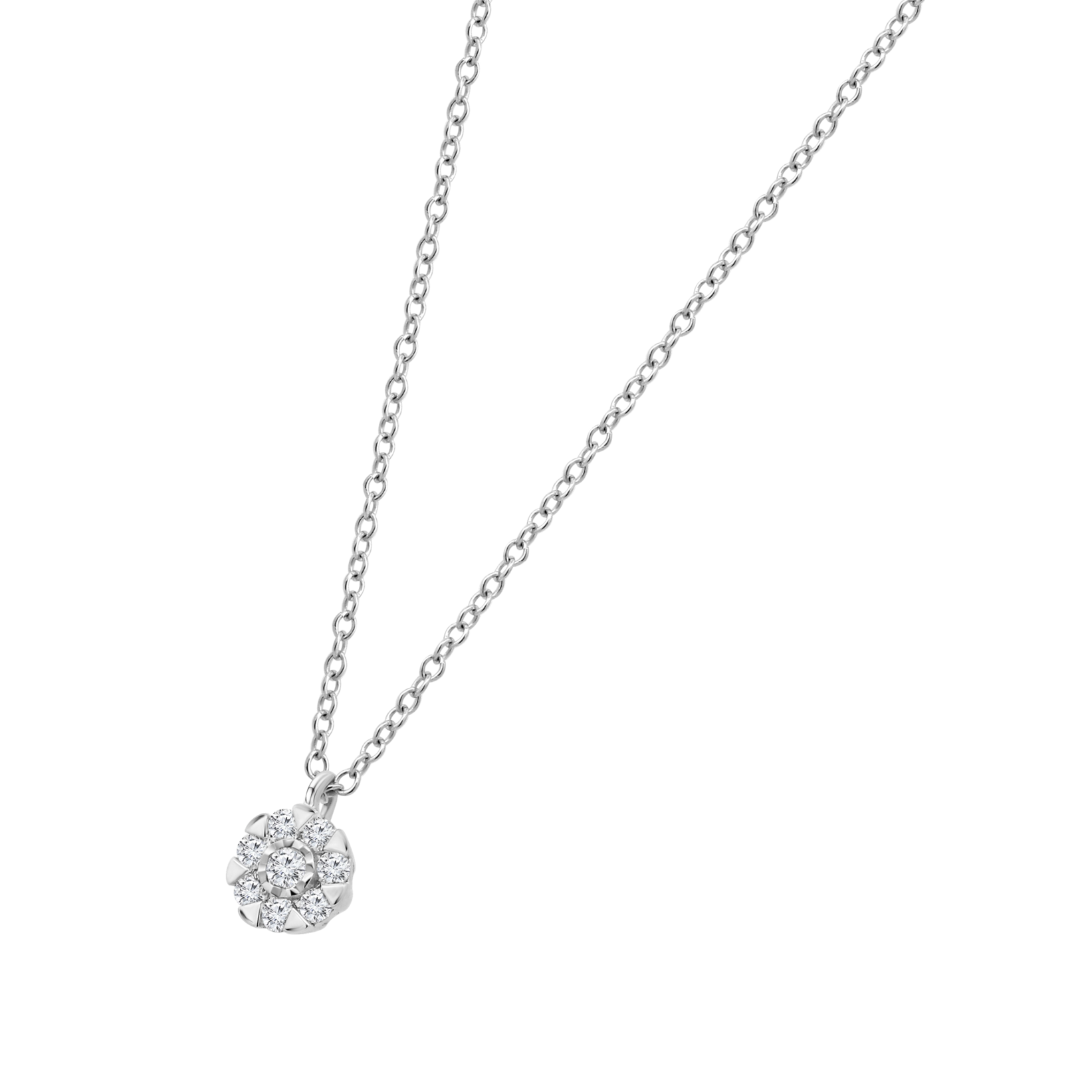 COLLAR CON COLGANTE CIRCULAR EN PAVÉ DE DIAMANTES EN ORO BLANCO DE