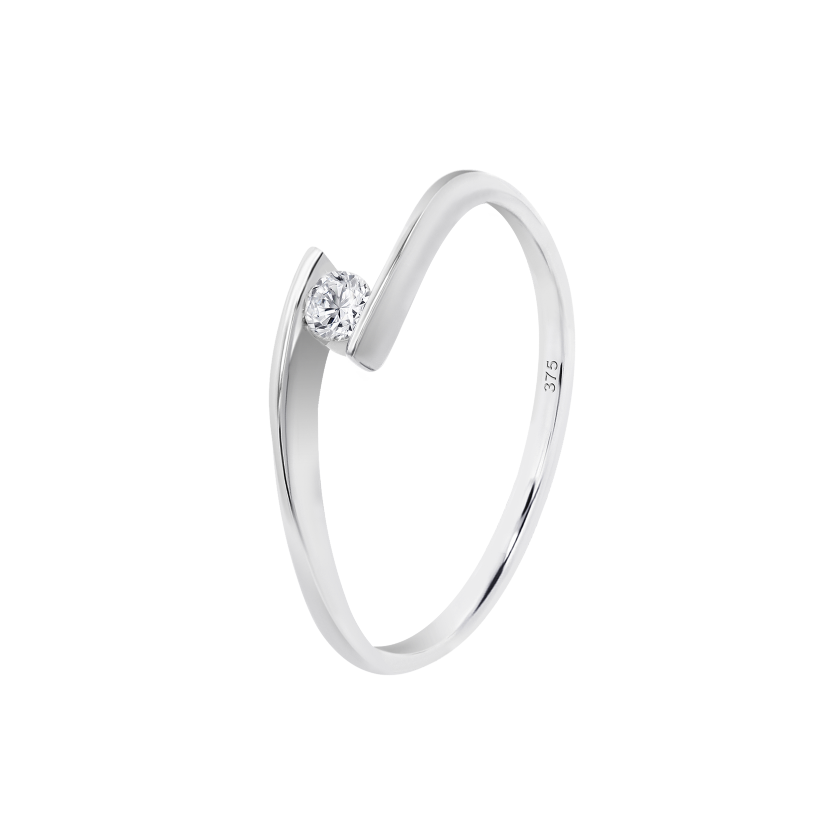 BAGUE SOLITAIRE CROISÉE MONTURE INVISIBLE AVEC DIAMANT EN OR BLANC