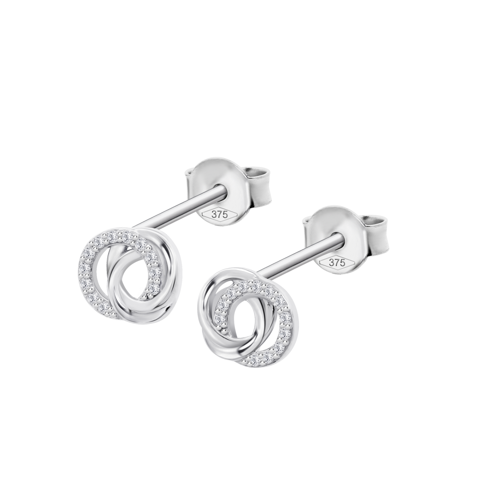 Boucles D'oreilles En Or Blanc 9 Carats - Neuf Avec étiquettes Et écrin