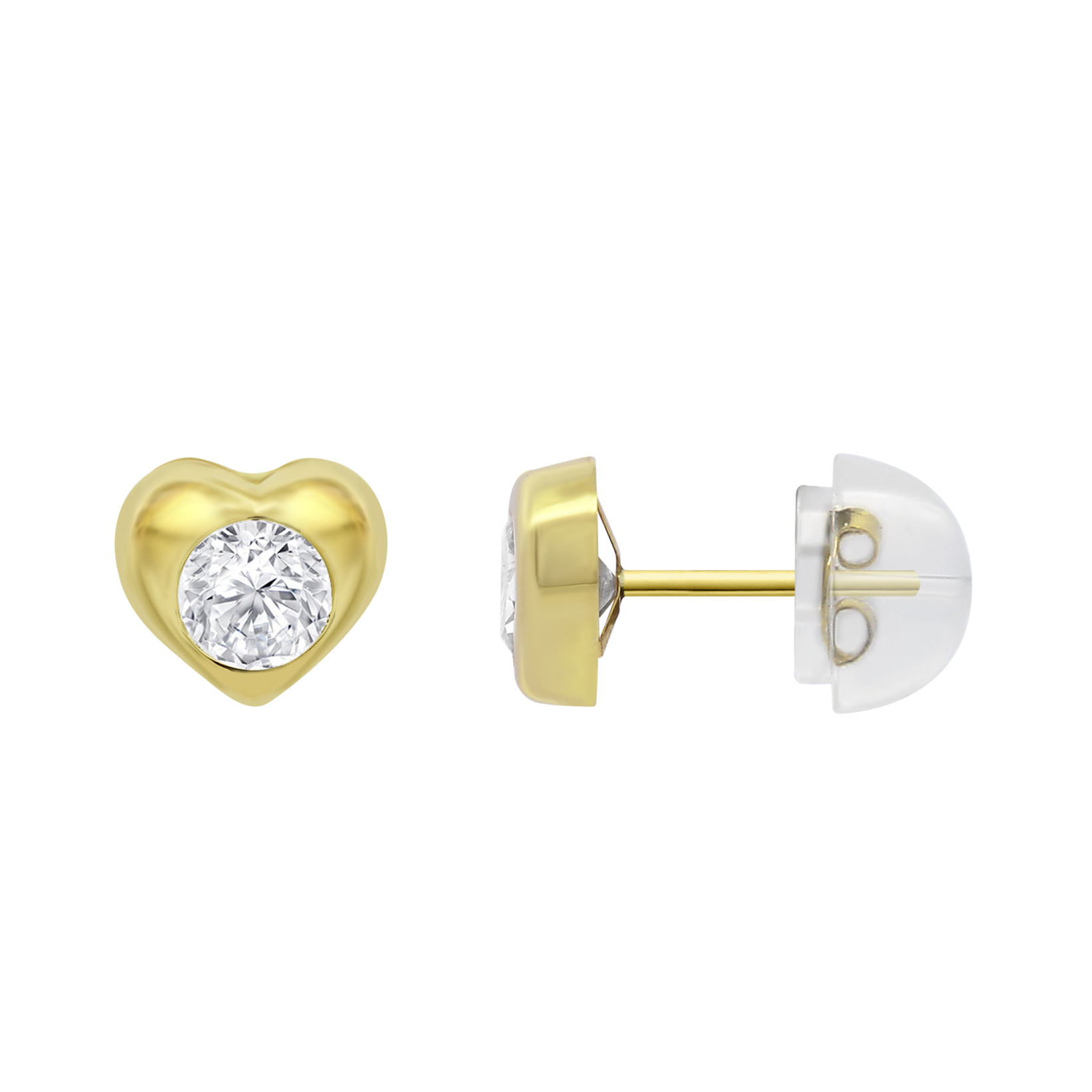 黄金への心酔、オイステン/Oysten, Heart of Gold 2枚 8ct Yellow Gold Pendant with Cubic Zirconia - Ref No Z
