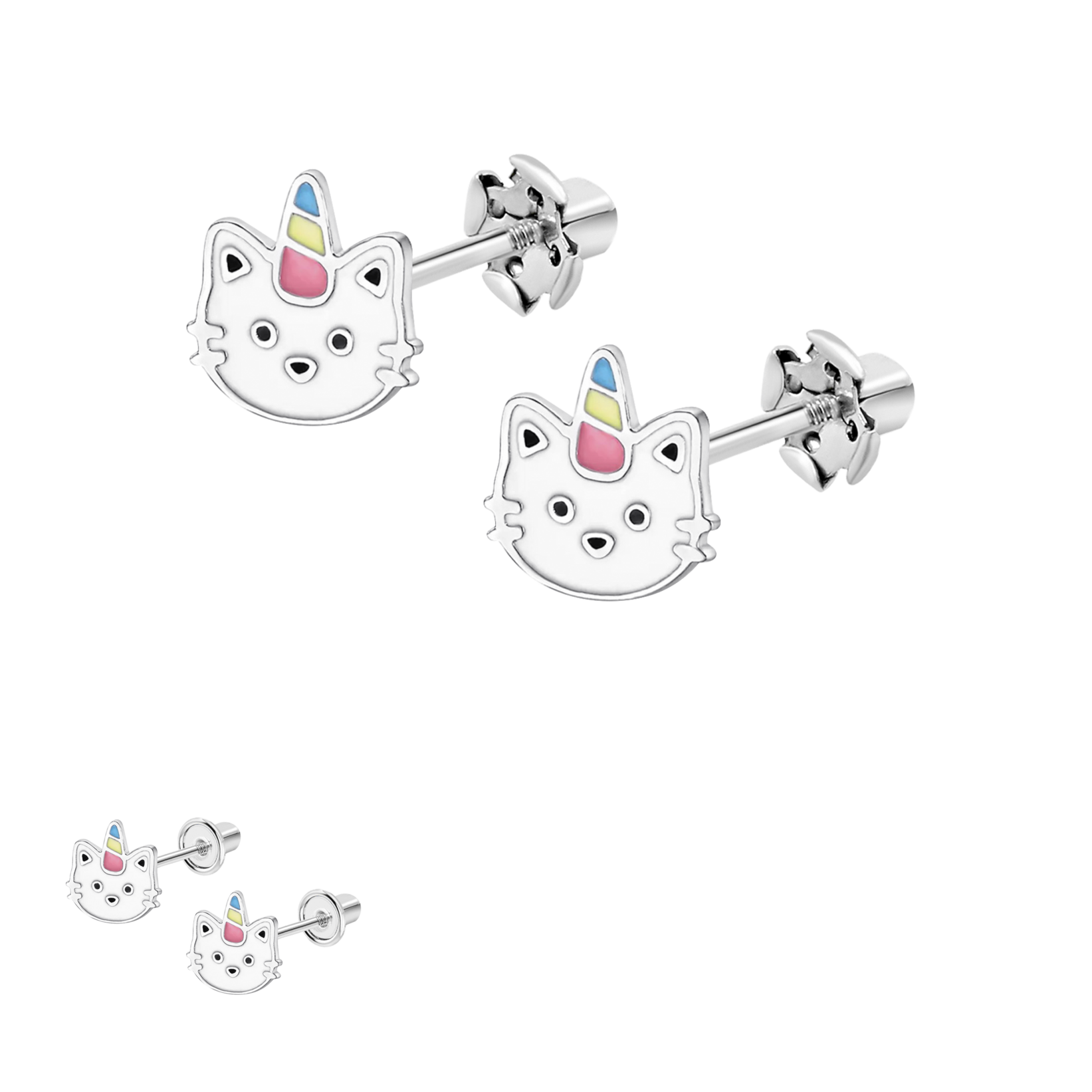 Pendientes De Unicornio Místico: Tachuelas Geométricas Hechas A