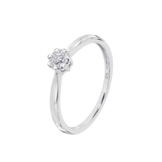 Anillo Solitario De Diamante En Oro Blanco De 9 Quilates