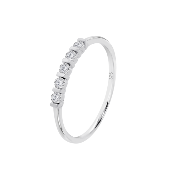 Anillo De Media Alianza Con Diamantes En Oro Blanco De 9 Quilates