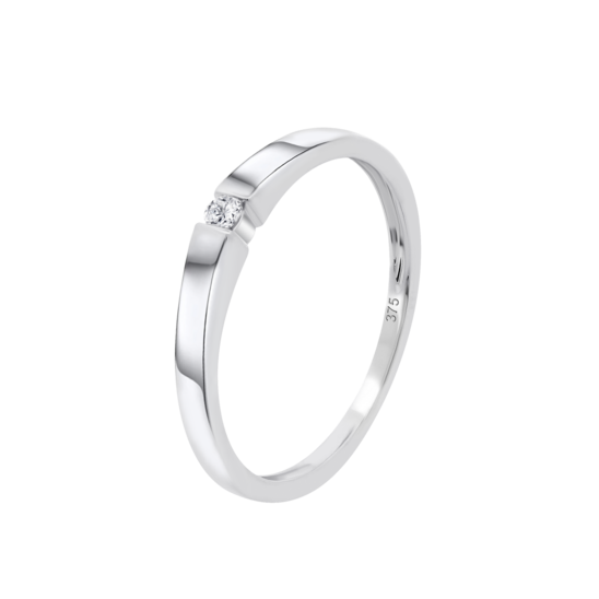 Anillo Minimalista Con Diamante En Oro Blanco De 9 Quilates