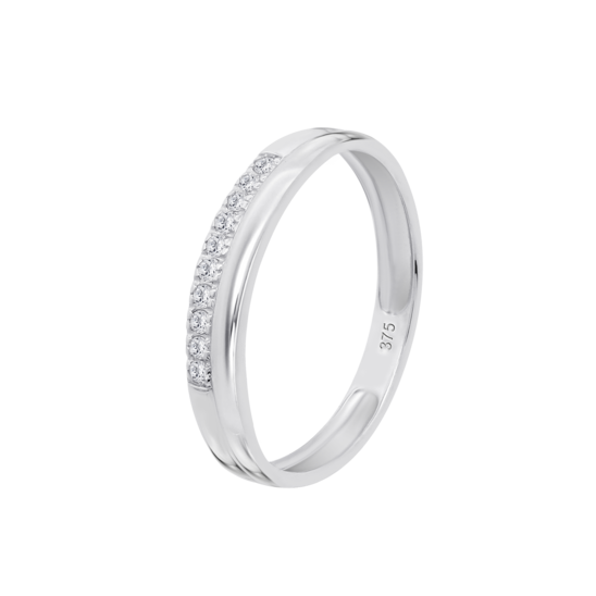 Anillo De Diseño Moderno Con Pavé De Diamantes En Oro Blanco De 9 Quilates