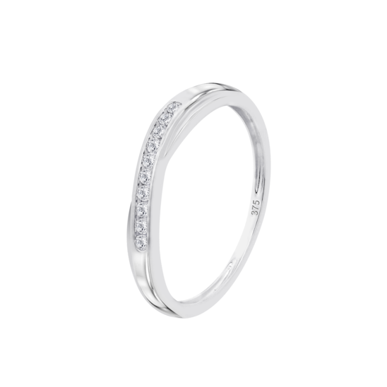 Anillo De Media Alianza Con Diamantes En Oro Blanco De 9 Quilates