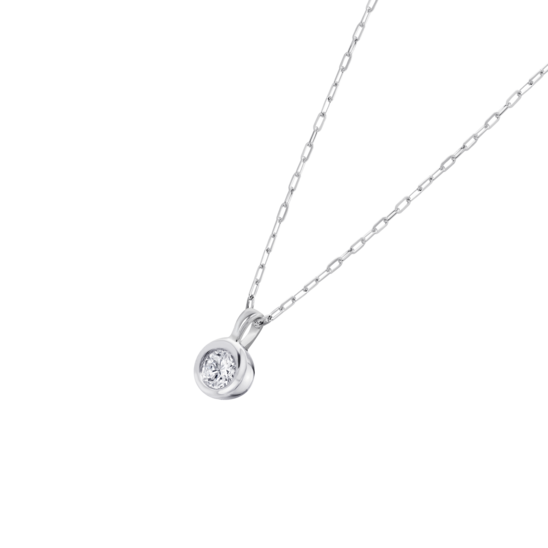 Collar Con Colgante De Diamante En Engaste Biselado De Oro Blanco De 9 Quilates