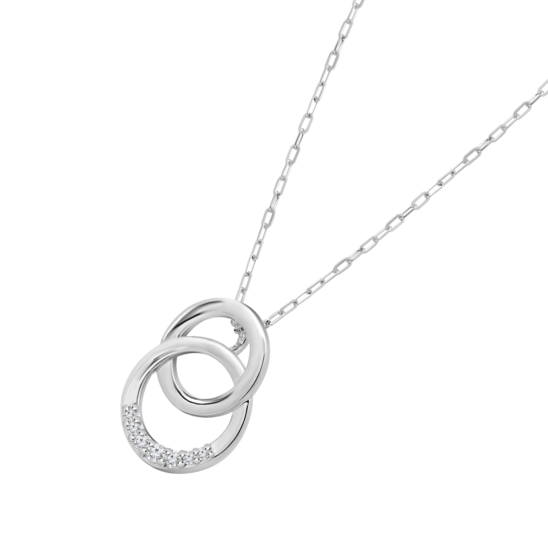 Collar Con Colgante De Círculos Entrelazados Con Diamantes En Oro Blanco De 9 Quilates