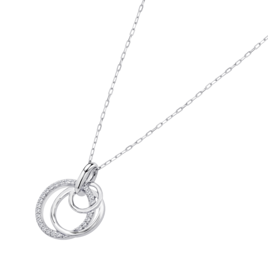 Collar Con Colgante De Círculos Entrelazados En Oro Blanco De 9 Quilates