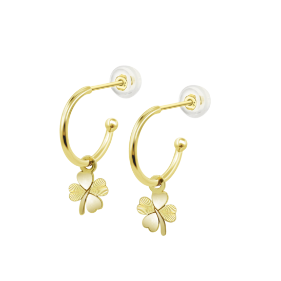 Pendientes Trébol Time Road Hin00470 Oro, Mujer