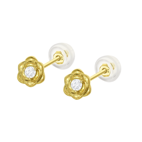 Pendientes Flor Time Road Hin00520 Oro 9k De 375 Ml, Mujer