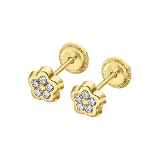 Pendientes De Bebé Flor Lg00279 Oro