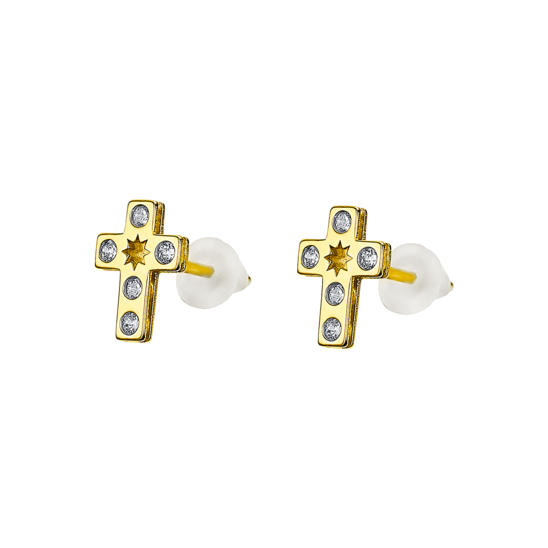 Pendientes Cruz Time Road Lg00328 Oro 9k De 375 Ml, Mujer