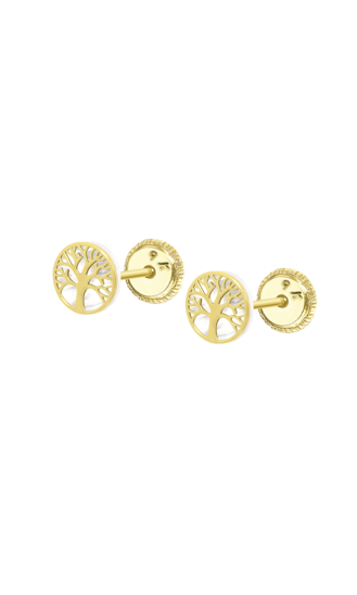 TIME ROAD KIDS'S GOLD TREE OF LIFE EARRINGS HIN00004/6