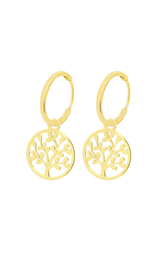 TIME ROAD WOMEN'S GOLD TREE OF LIFE EARRINGS HIN00046