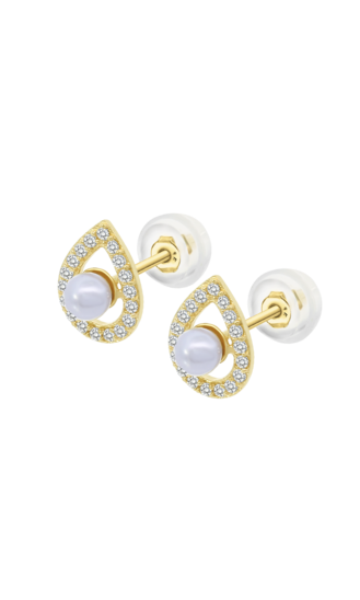 Orecchini a Cerchio con Croce Ortodossa 1 Brillante & Placcato Oro | La Boutique di Lourdes