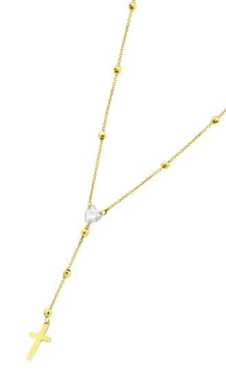 TIME ROAD WOMEN'S GOLD CROSS NECKLACE HIN00175/43
