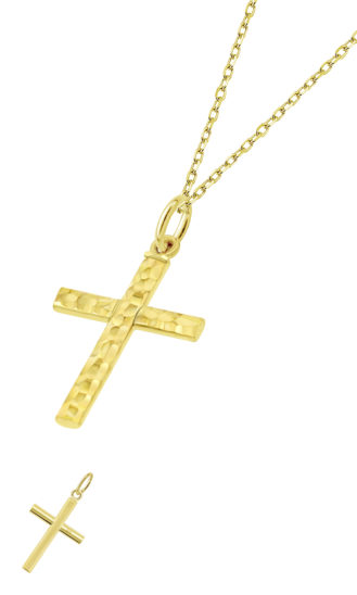 TIME ROAD WOMEN'S GOLD CROSS NECKLACE HIN00315/45