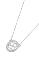 TIME ROAD WOMEN'S SILVER CLOVER NECKLACE WS03261/45