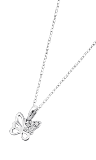 TIME ROAD WOMEN'S SILVER BUTTERFLY NECKLACE WS03212/45